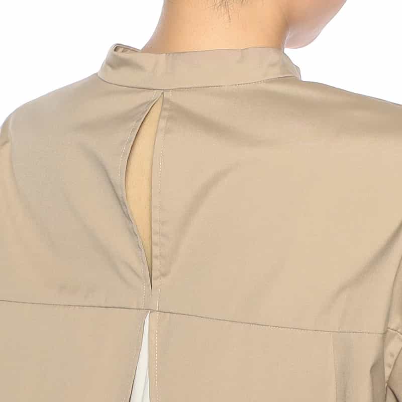 BARNEYS NEW YORK ウォッシャブル 異素材コンビネーション バックフレア ブラウス BEIGE