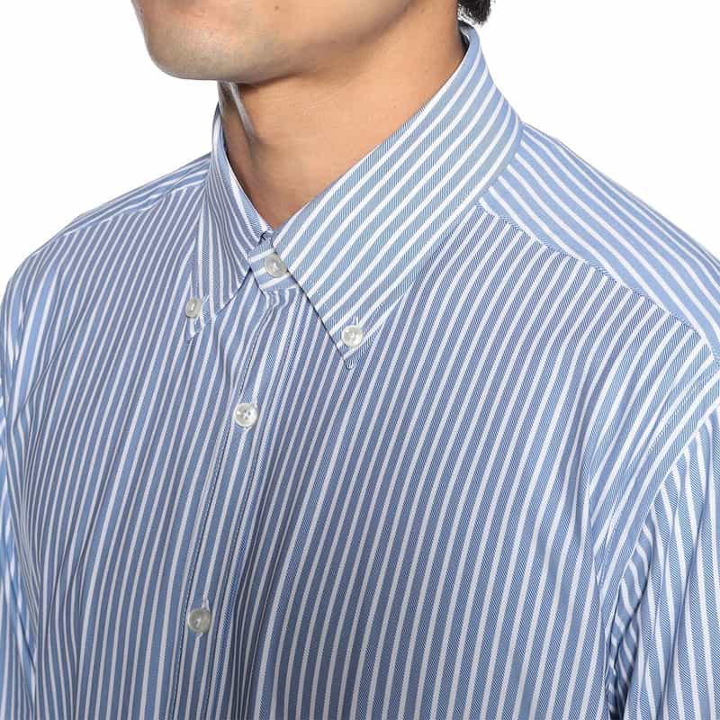 XACUS キャンディストライプ柄ボタンダウンシャツ BLUE