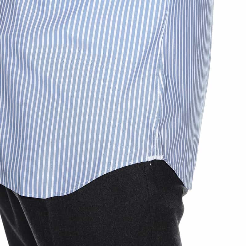 XACUS キャンディストライプ柄ボタンダウンシャツ BLUE