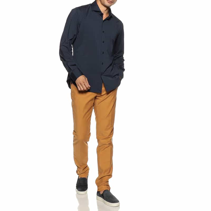 XACUS ソリッドシャツ NAVY