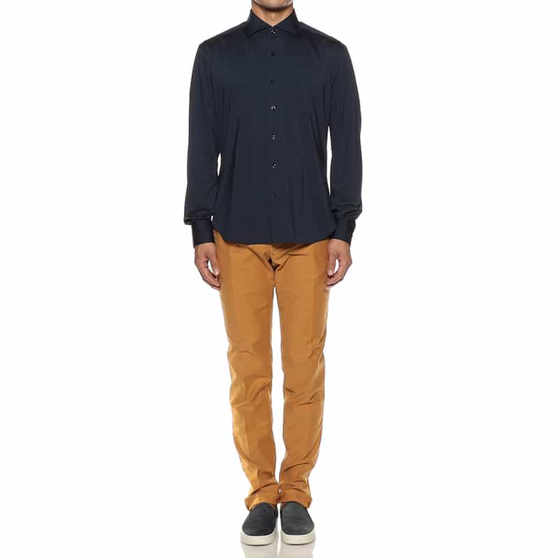 XACUS ソリッドシャツ NAVY