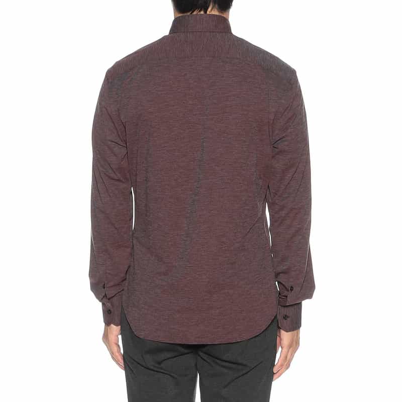 XACUS メランジ調ソリッドシャツ WINE