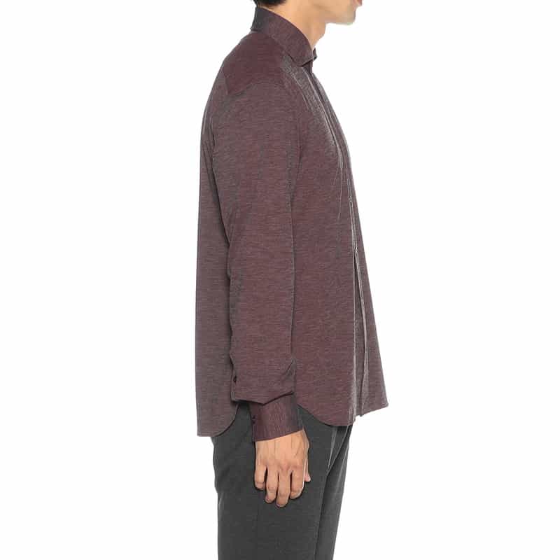 XACUS メランジ調ソリッドシャツ WINE