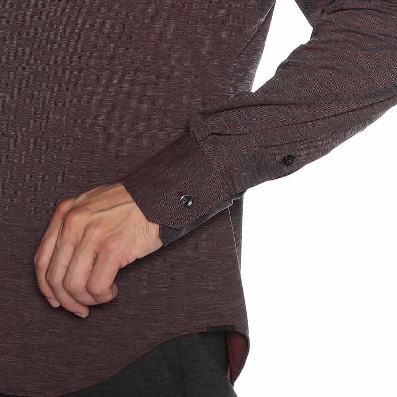 XACUS メランジ調ソリッドシャツ WINE