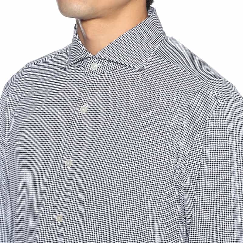 XACUS 千鳥格子柄シャツ BLACK