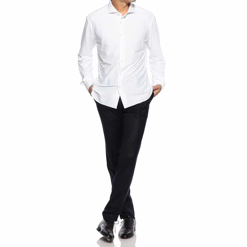 XACUS ワイドカラーシャツ WHITE