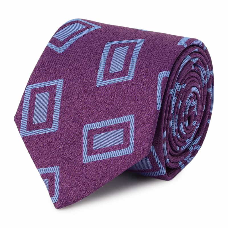 SEAWARD&STEARN レクタングル柄タイ PURPLE