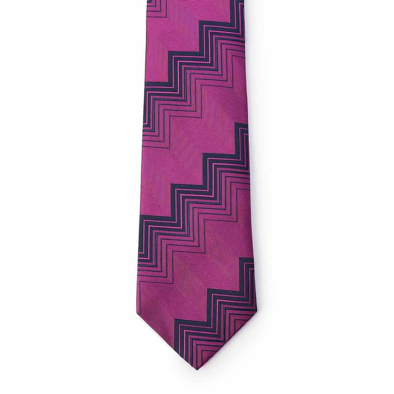 SEAWARD＆STEARN ジグザグ模様ストライプ柄タイ PURPLE