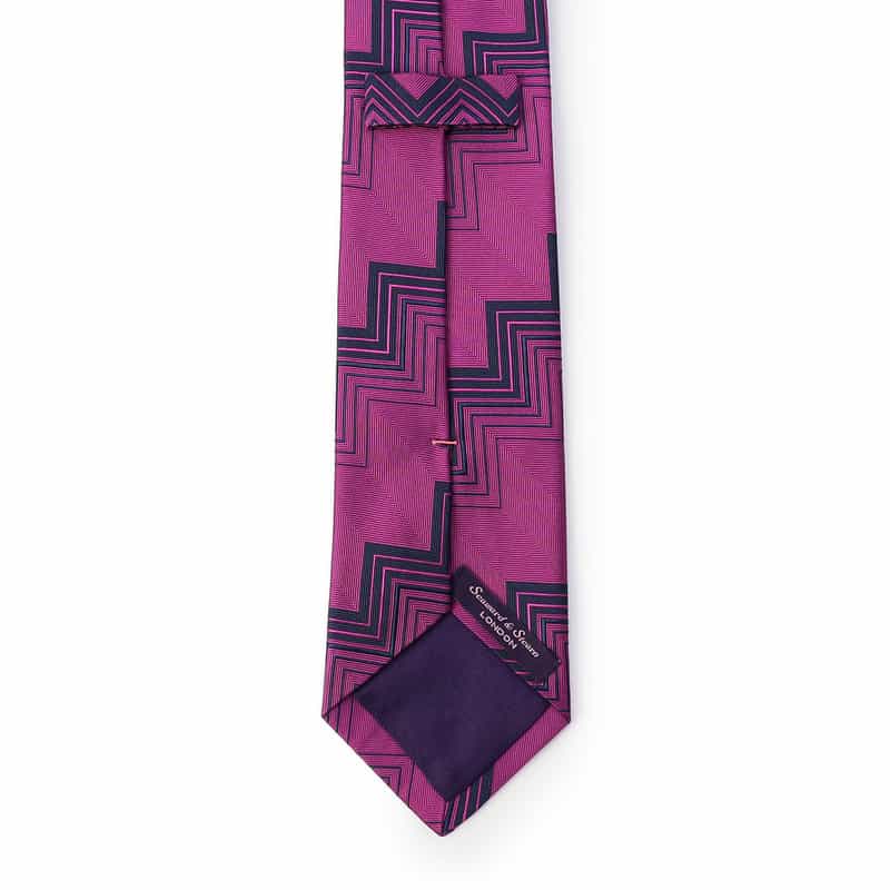 SEAWARD＆STEARN ジグザグ模様ストライプ柄タイ PURPLE