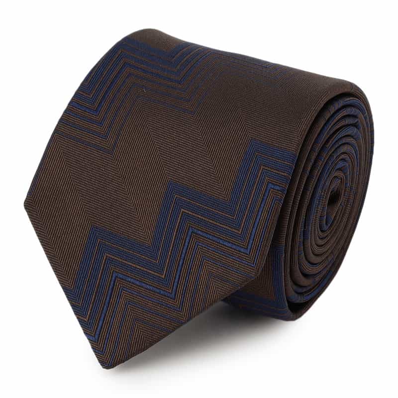 SEAWARD＆STEARN ジグザグ模様ストライプ柄タイ BROWN