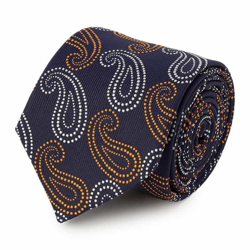 SEAWARD&STEARN ペイズリー柄タイ NAVY