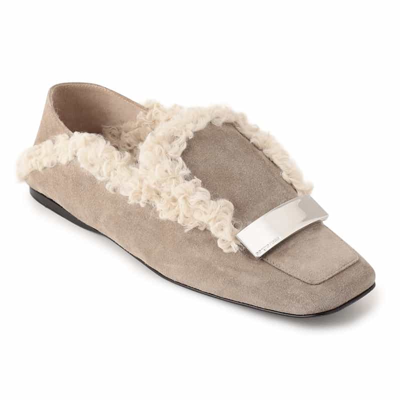 SERGIO ROSSI ボア スリッポン GRAY BEIGE