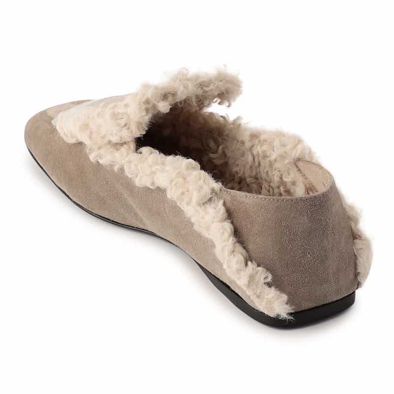 SERGIO ROSSI ボア スリッポン GRAY BEIGE