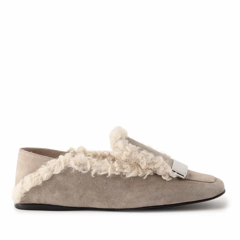 SERGIO ROSSI ボア スリッポン GRAY BEIGE