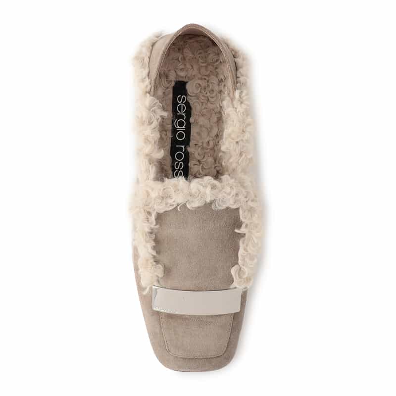 SERGIO ROSSI ボア スリッポン GRAY BEIGE
