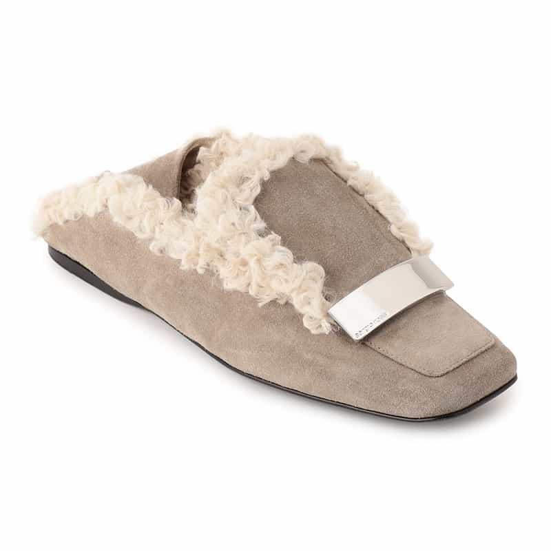 SERGIO ROSSI ボア スリッポン GRAY BEIGE