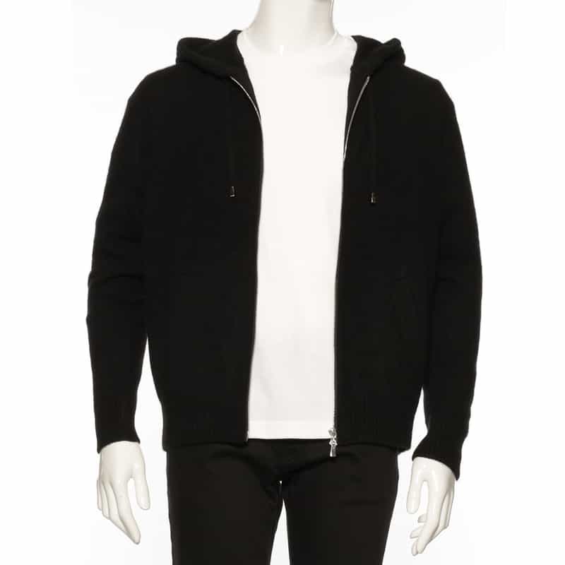 BARNEYS NEW YORK カシミヤニット ジップアップパーカ BLACK