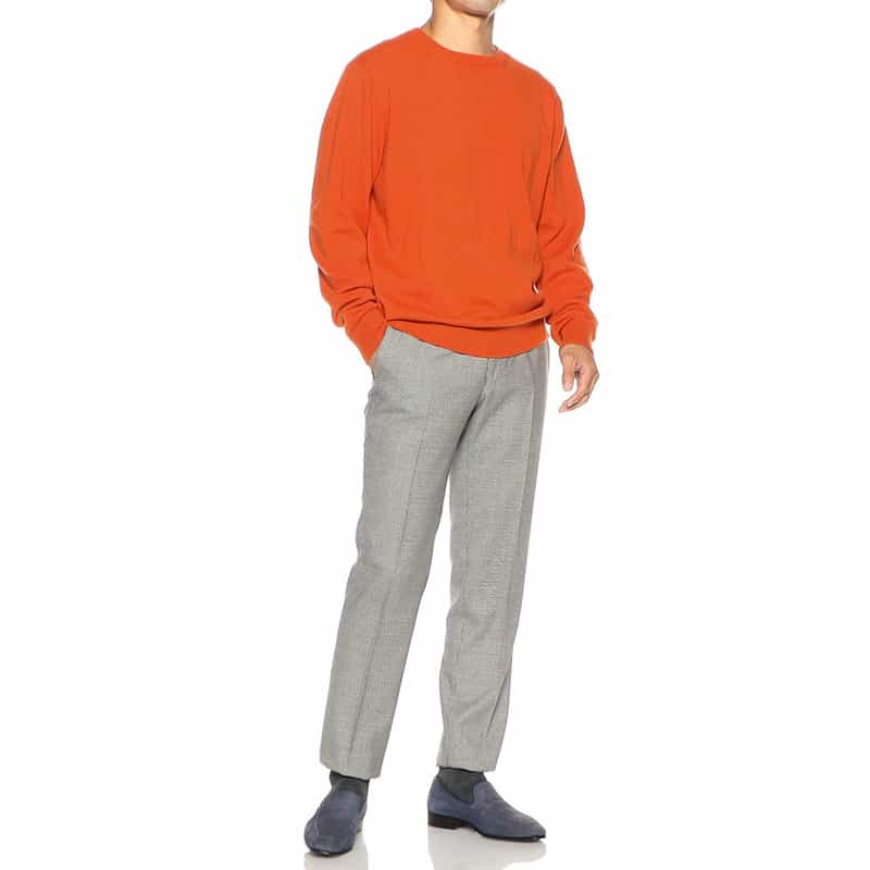 BARNEYS NEW YORK クルーネック カシミヤニットプルオーバー ORANGE
