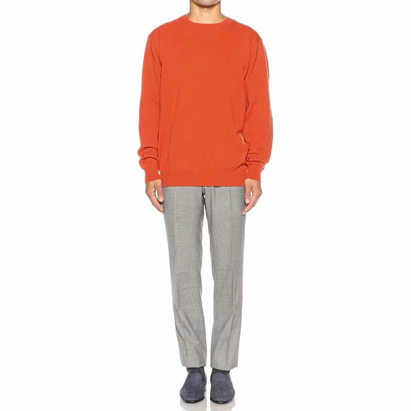 BARNEYS NEW YORK クルーネック カシミヤニットプルオーバー ORANGE