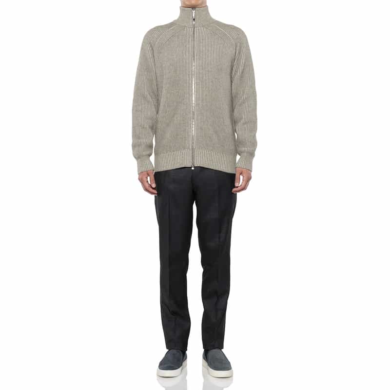 BARNEYS NEW YORK カシミヤ素材ジップアップ ニットカーディガン GRAY