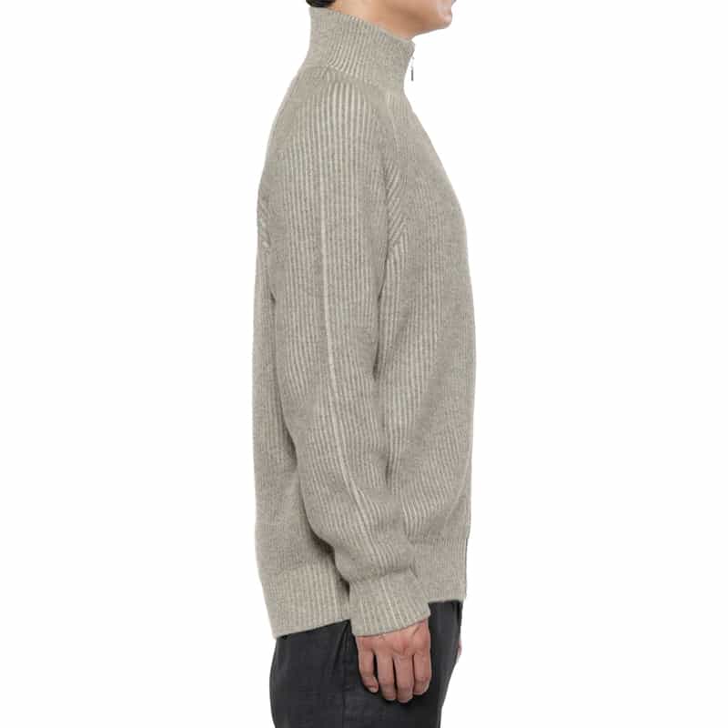 BARNEYS NEW YORK カシミヤ素材ジップアップ ニットカーディガン GRAY