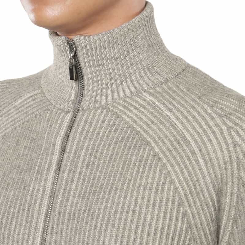 BARNEYS NEW YORK カシミヤ素材ジップアップ ニットカーディガン GRAY