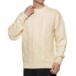 カシミヤ素材ケーブルニットプルオーバー