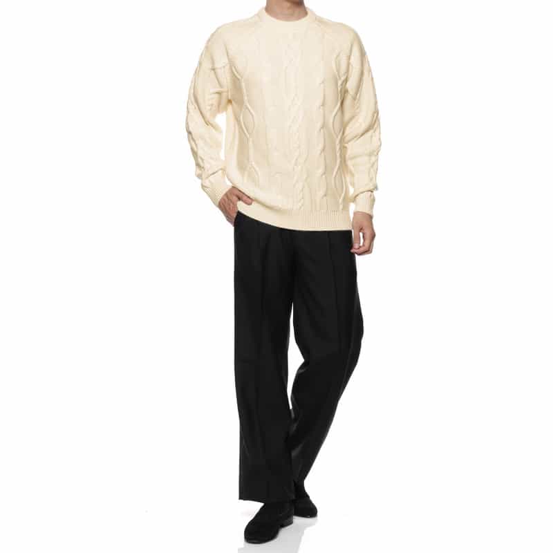 BARNEYS NEW YORK カシミヤ素材ケーブルニットプルオーバー WHITE