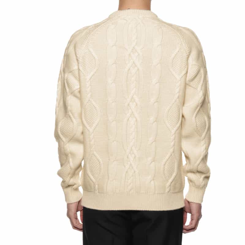 BARNEYS NEW YORK カシミヤ素材ケーブルニットプルオーバー WHITE