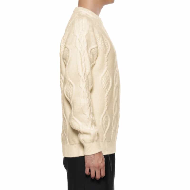 BARNEYS NEW YORK カシミヤ素材ケーブルニットプルオーバー WHITE