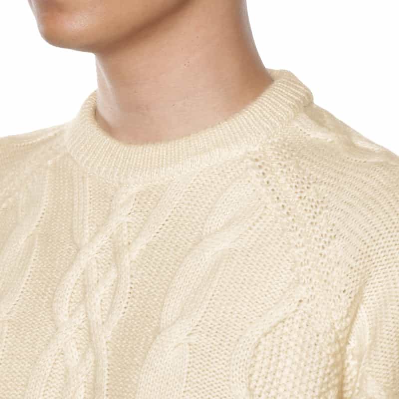 BARNEYS NEW YORK カシミヤ素材ケーブルニットプルオーバー WHITE