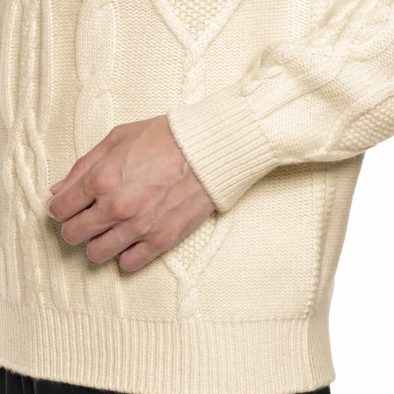 BARNEYS NEW YORK カシミヤ素材ケーブルニットプルオーバー WHITE