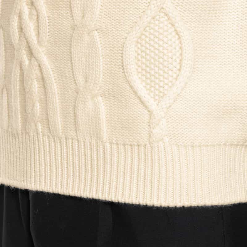 BARNEYS NEW YORK カシミヤ素材ケーブルニットプルオーバー WHITE