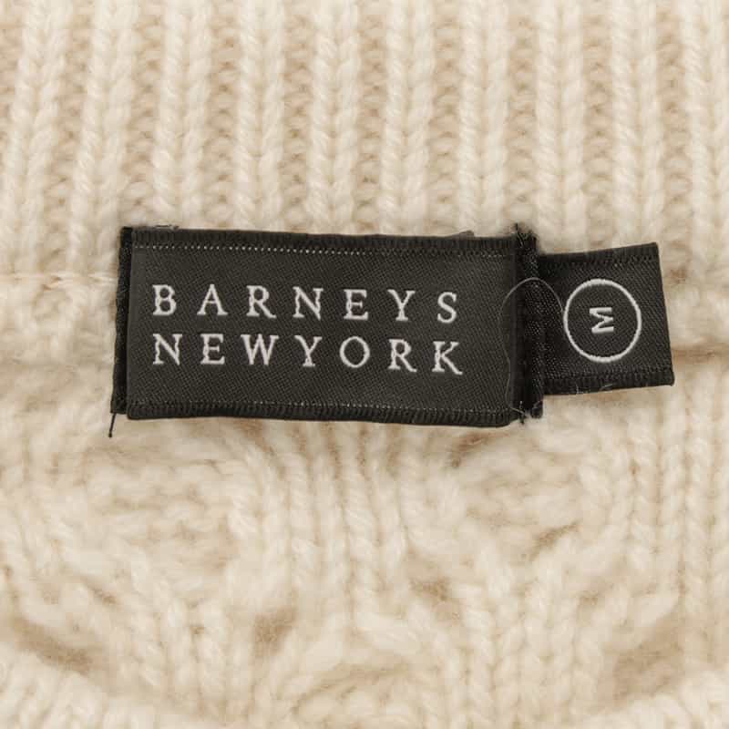 BARNEYS NEW YORK カシミヤ素材ケーブルニットプルオーバー WHITE