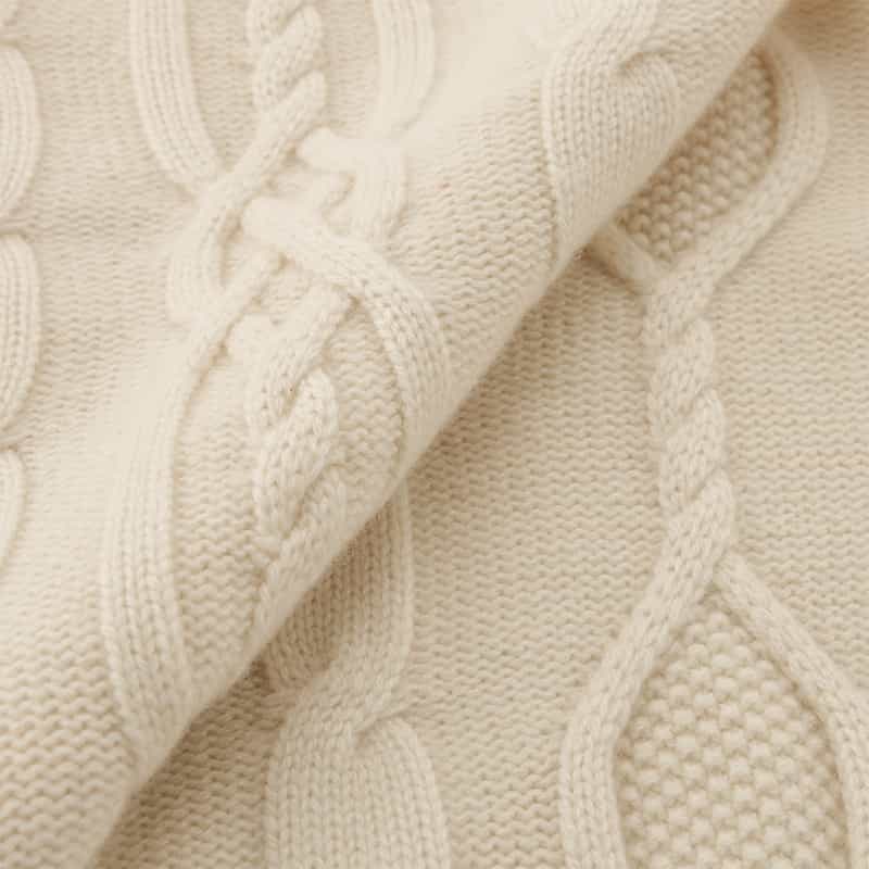 BARNEYS NEW YORK カシミヤ素材ケーブルニットプルオーバー WHITE