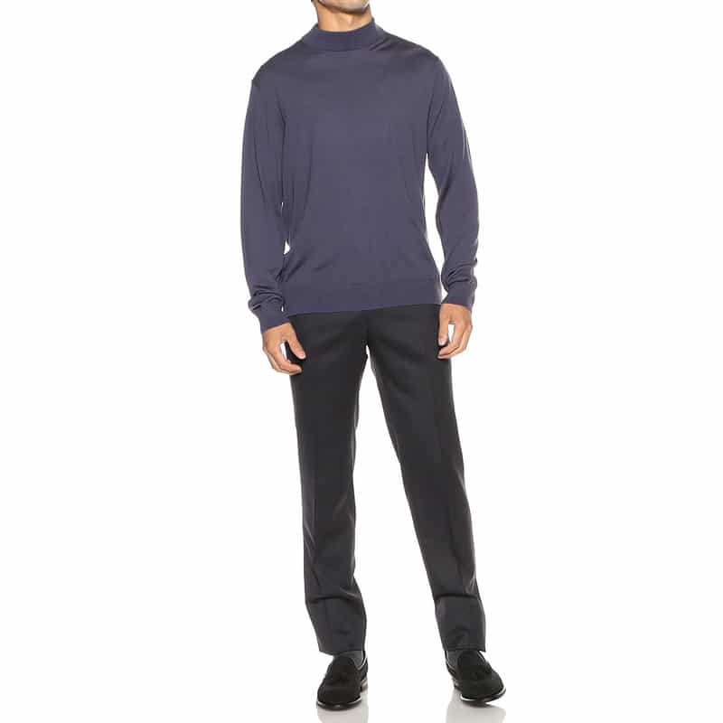 BARNEYS NEW YORK モックネック ウールニットプルオーバー PURPLE