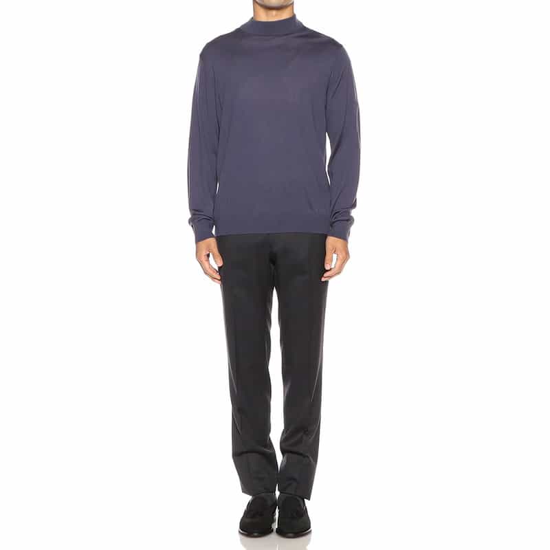 BARNEYS NEW YORK モックネック ウールニットプルオーバー PURPLE