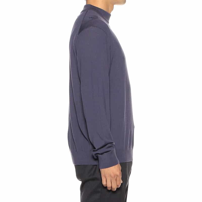 BARNEYS NEW YORK モックネック ウールニットプルオーバー PURPLE