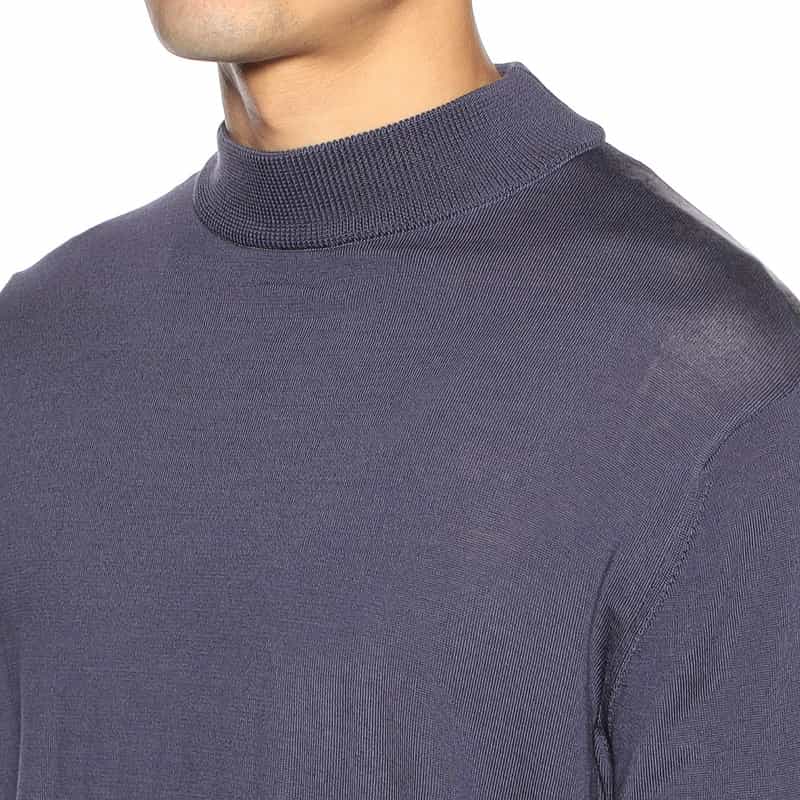 BARNEYS NEW YORK モックネック ウールニットプルオーバー PURPLE