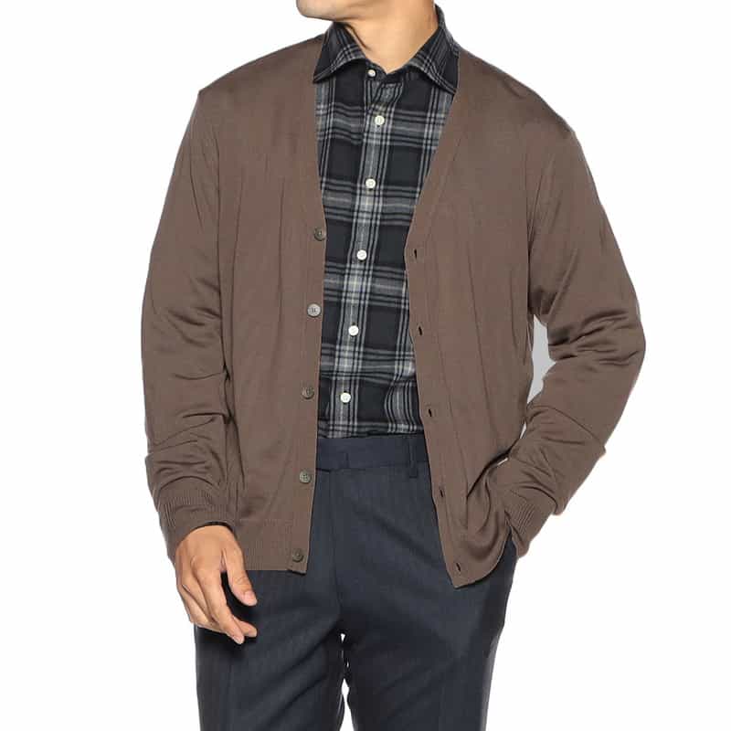 BARNEYS NEW YORK ウールニット カーディガン BROWN