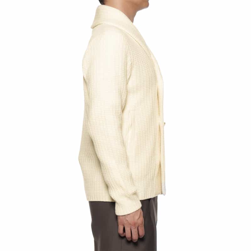 BARNEYS NEW YORK ウール素材ダブルブレスト ニットショールカーディガン WHITE