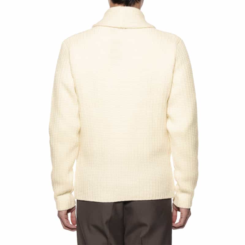 BARNEYS NEW YORK ウール素材ダブルブレスト ニットショールカーディガン WHITE