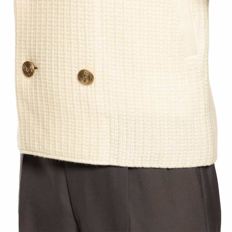 BARNEYS NEW YORK ウール素材ダブルブレスト ニットショールカーディガン WHITE