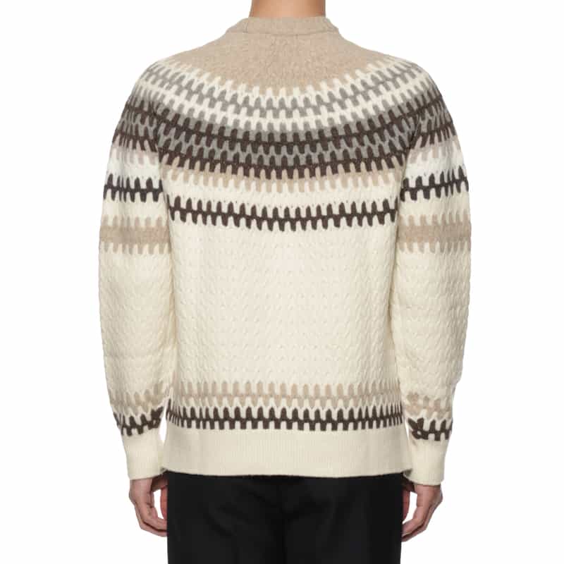 BARNEYS NEW YORK ウール素材ノルディック柄ニットプルオーバー BEIGE