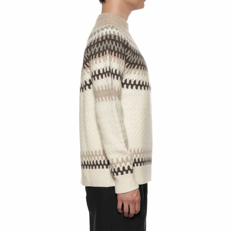 BARNEYS NEW YORK ウール素材ノルディック柄ニットプルオーバー BEIGE
