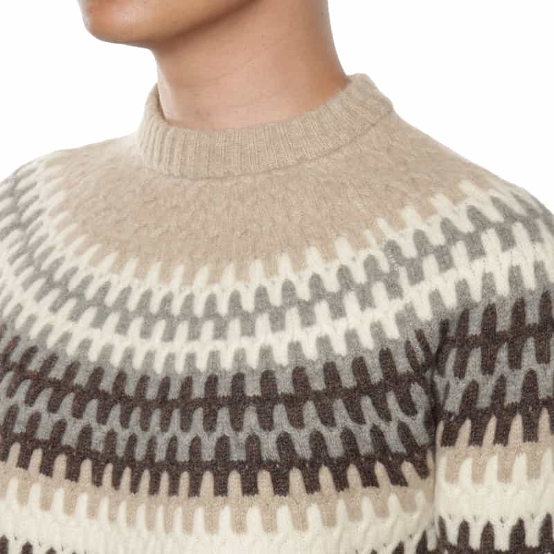 BARNEYS NEW YORK ウール素材ノルディック柄ニットプルオーバー BEIGE