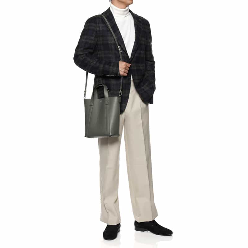 PELLE MORBIDA PELLE MORBIDA＜ペッレ モルビダ＞レザー縦型ミニトートバッグ GRAY