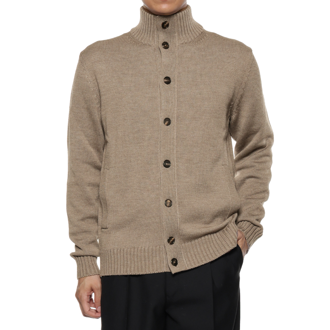 スタンドカラーニットカーディガン