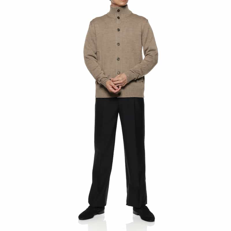ZANONE スタンドカラーニットカーディガン BEIGE
