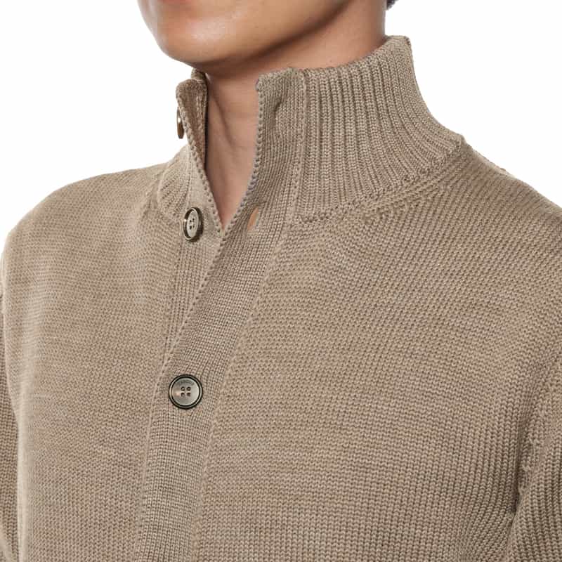 ZANONE スタンドカラーニットカーディガン BEIGE